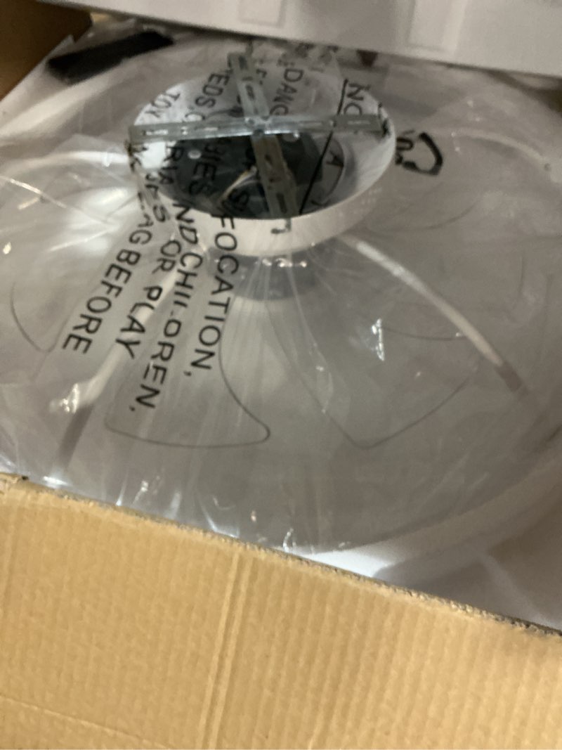 Condition photo showing New/Like New for VOLISUN Low Profile Ceiling Fans with Light and Remote,23.6in Modern Bladeless Ceiling Fan with Lights,3000K-6500K Dimmable Flush Mount LED Fan Light,White Fandelier Ceiling Fans for Bedroom White 23.6 INCH