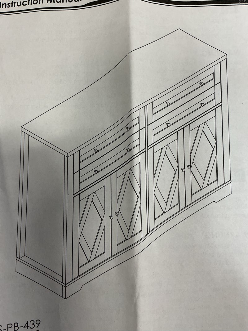 Modern Farmhouse Sideboard Buffet Cabinet, Barn Doors Buffet Storage Cabinet with Drawers and Shelves, Wood Coffee Bar with Storage