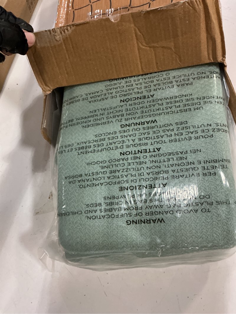 Condition photo showing New/Like New for bedsure gentlesoft 100% cotton blanket twin xl size for bed - breathable and lightweight, soft cozy textured herringbone woven summer blanket for college dorm, sage green, 66x90 inches 03 - sage green twin xl (66" x 90")