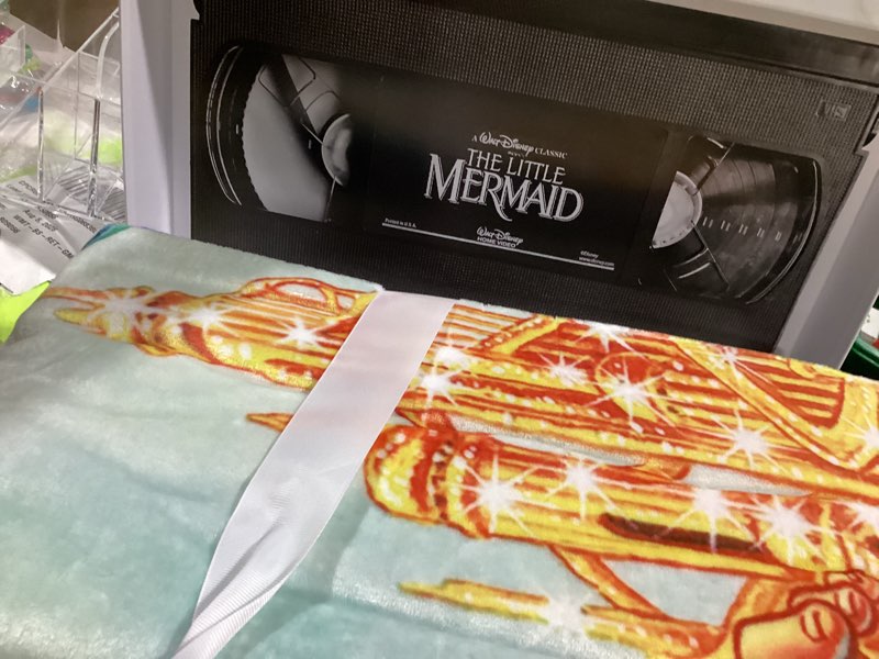 Condition photo showing Good Condition for disney the little mermaid plush throw blanket, extra large, classic vhs collector's edition, gift for kids and adults