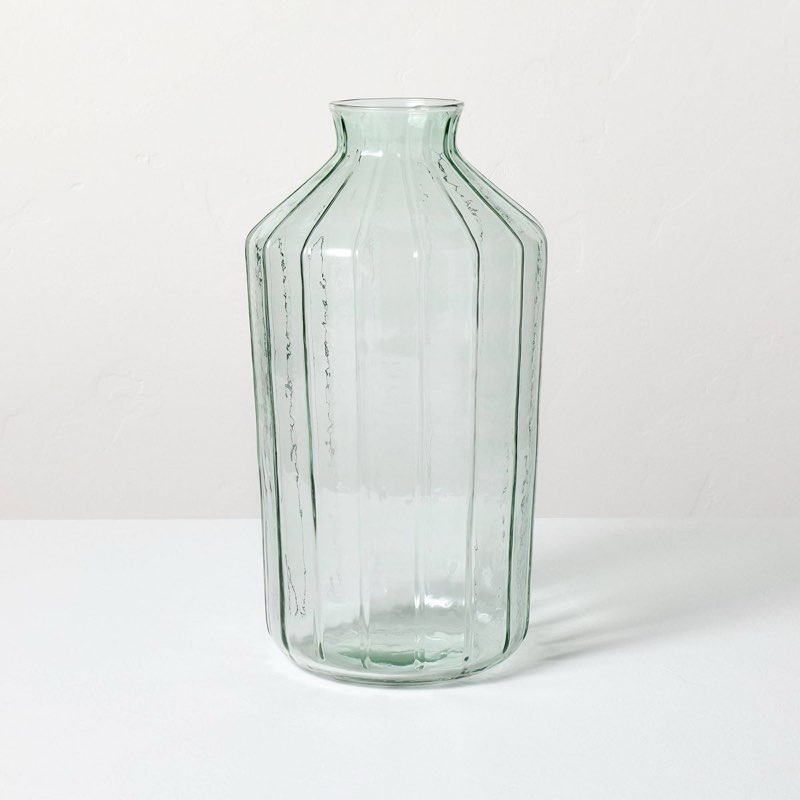 14" ribbed glass decorative flower vase - hearth & hand™ with magnolia