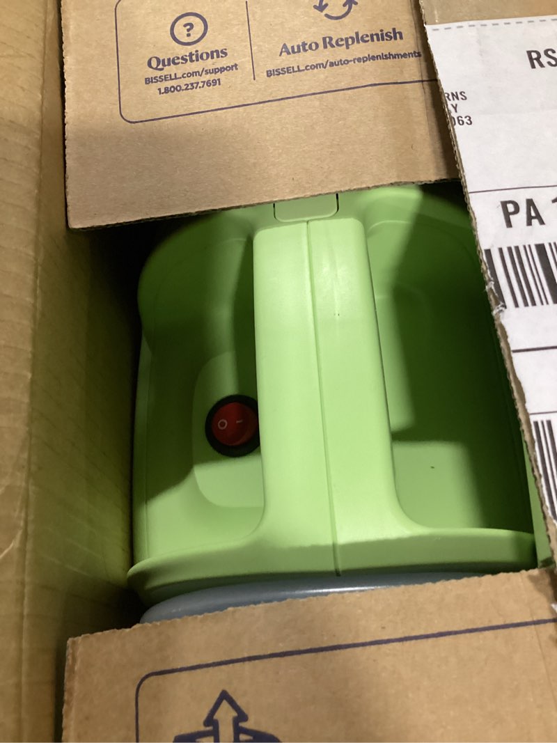 Condition photo showing Good Condition for bissell little green mini portable carpet and upholstery deep cleaner, car/auto detailer, with hydrorinse self-cleaning tool and 4" tough stain tool, tea green, 4075
