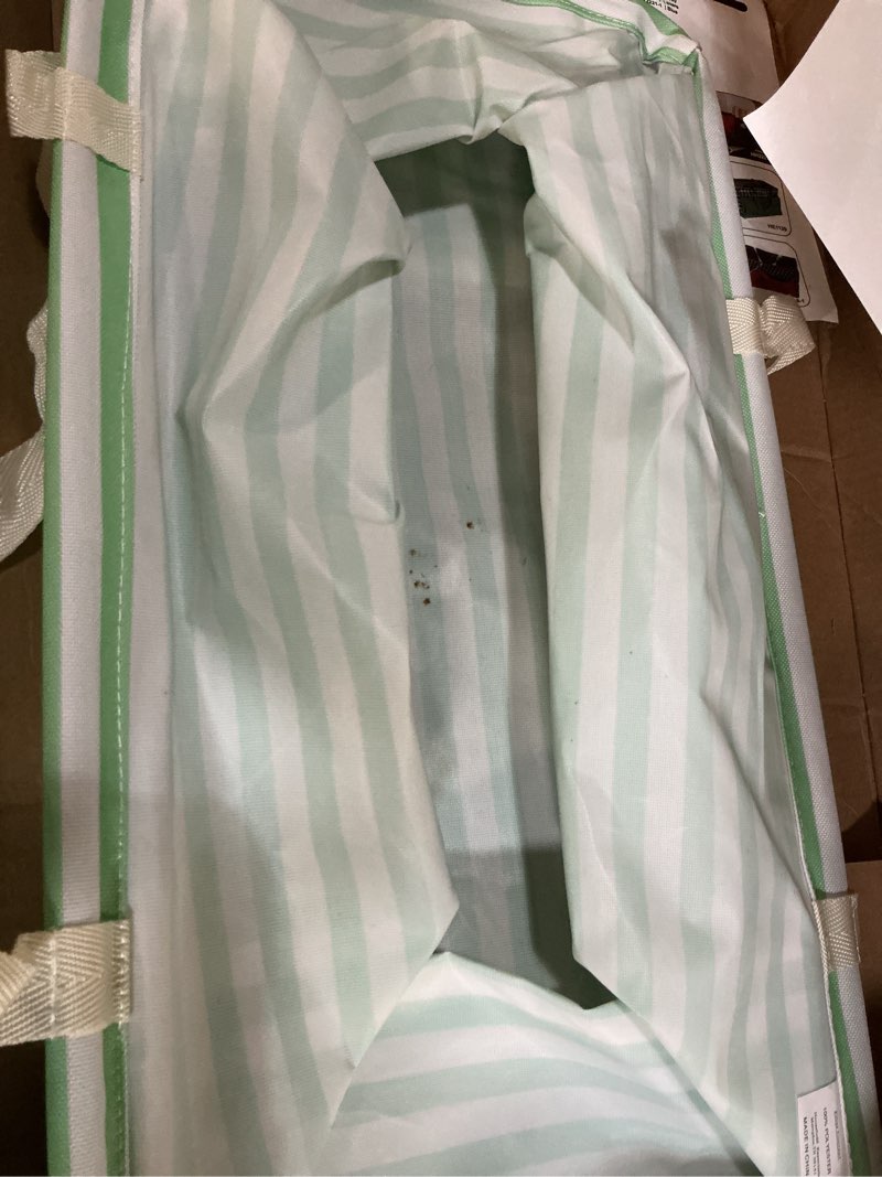 Condition photo showing As Is for household essentials teal striped krush container all-purpose utility tote teal stripe classic