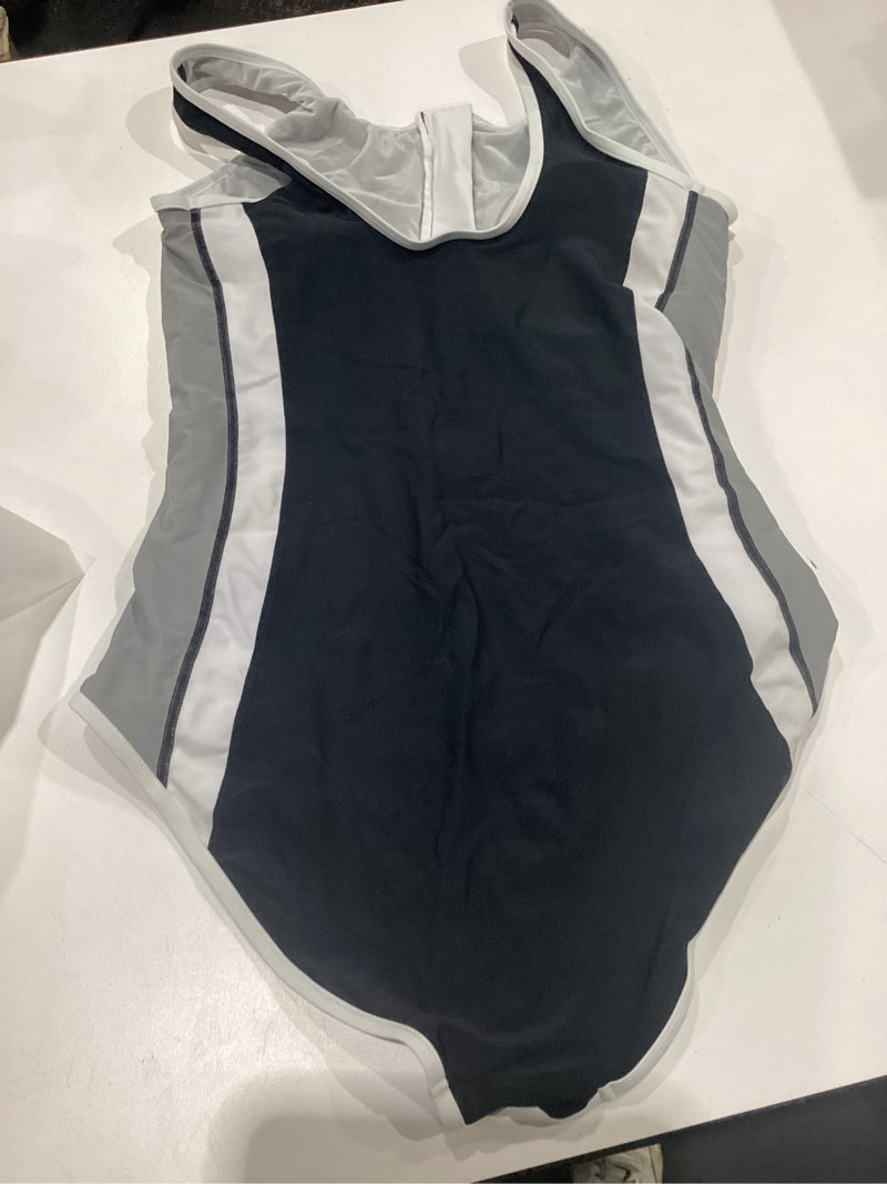 Condition photo showing New/Like New for attraco athletic one piece bathing suit for women u-back swimwear zipper up swimsuits black m