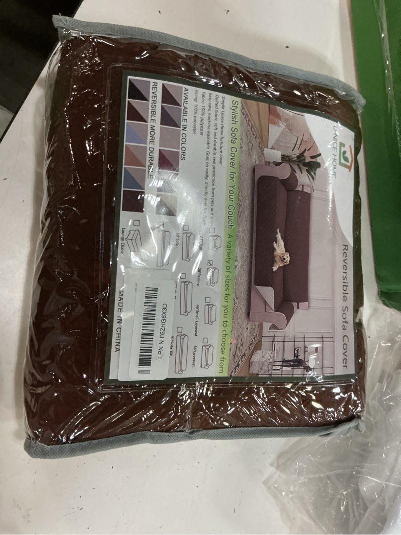 Condition photo showing New/Like New for u-nice home reversible recliner chair covers, brown/beige | 28''recliner cover for dogs washable, pet friendly, elastic straps, water repellent, diamond quilted brown/beige 28''recliner-oversized
