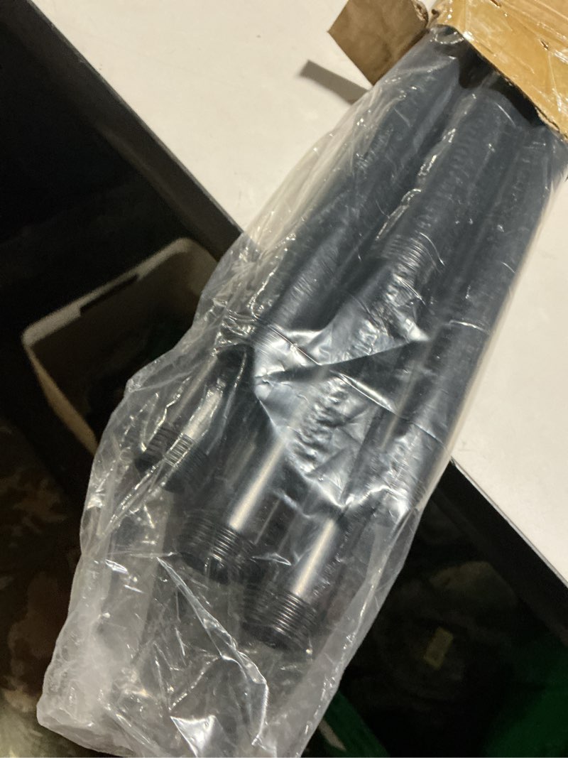 Condition photo showing As Is for GeilSpace 6 Pack 3/4" x 48" Pre-Cut Black Metal Pipe, Industrial Steel Fits Standard Three Quarters Inch Threaded Pipes and Fittings - Vintage DIY Industrial Shelving (3/4" × 48", Black) 3/4" × 48" Black
