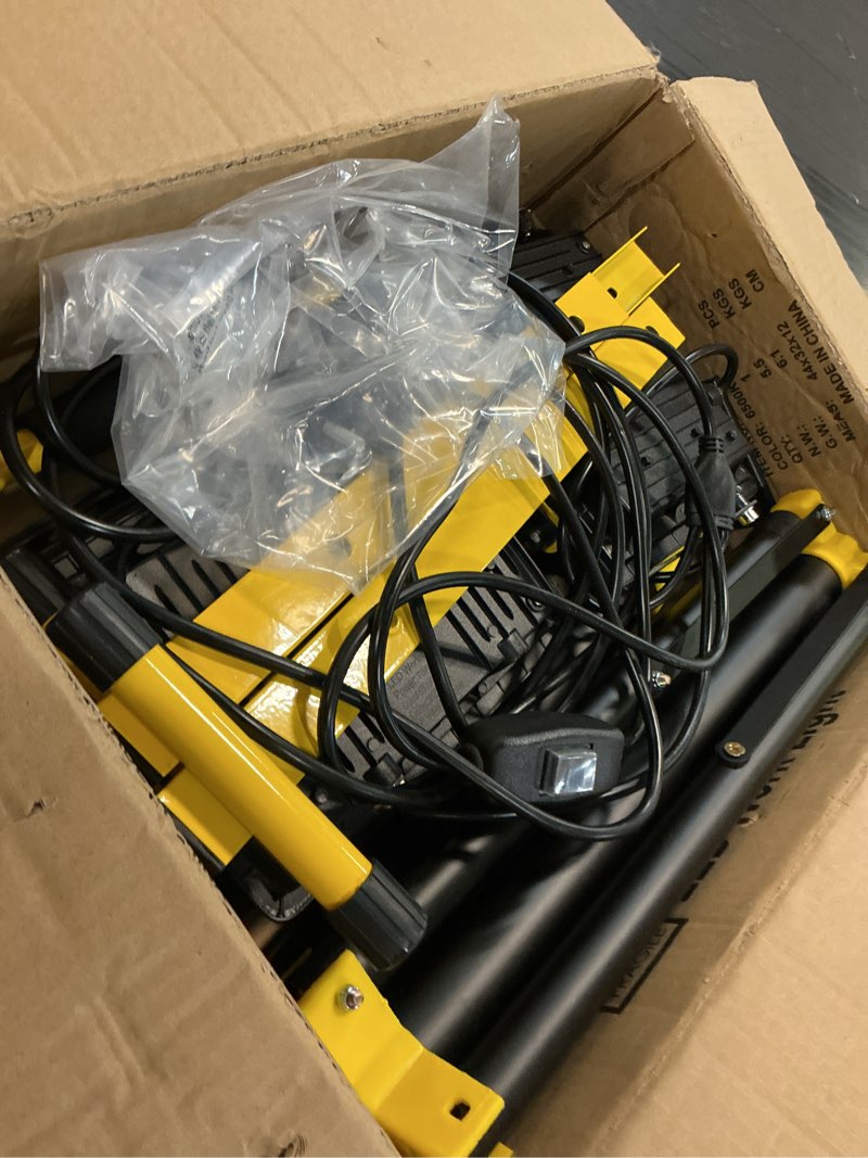 Condition photo showing Good Condition for upgraded led work lights with stand, 21000 lumen, 3-head adjustable work light, waterproof foldable tripod, extended cord for outdoor & indoor job sites, workshops, construction, garage lighting 3 head black