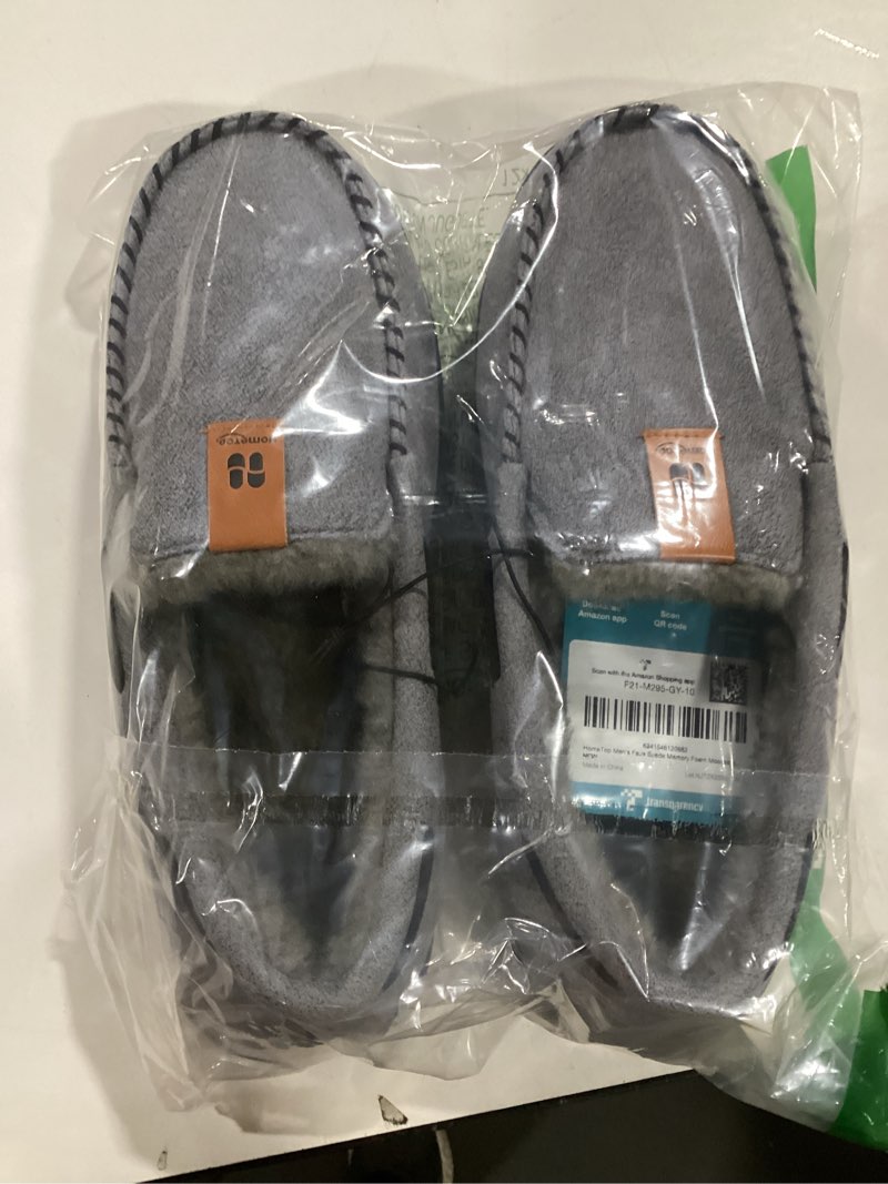 HomeTop Men's Moccasin Slippers Soft Faux Suede Plush Warm Lining Memory Foam Indoor House Shoes wit