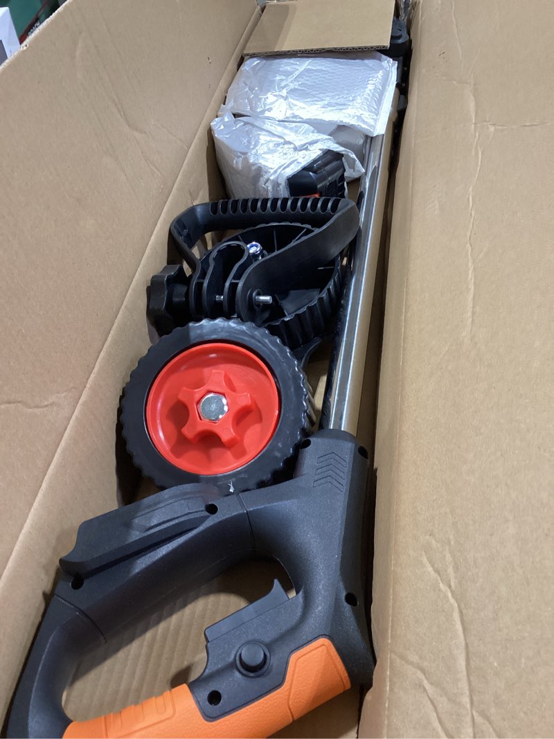 Condition photo showing Good Condition for cordless weed wacker with wheels, electric weed eater with 2 x 21v battery powered, 3-in-1 cordless grass trimmer & brush cutter with 5 types blades for yard garden