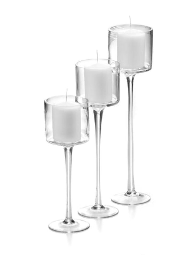 yaomiao 3 pcs tall glass candle holder floating candles for centerpieces clear tall tea light candleholders for wedding party dining bathroom table pillar settings, 3 sizes 7.87\"& 9\"& 10.2\" h