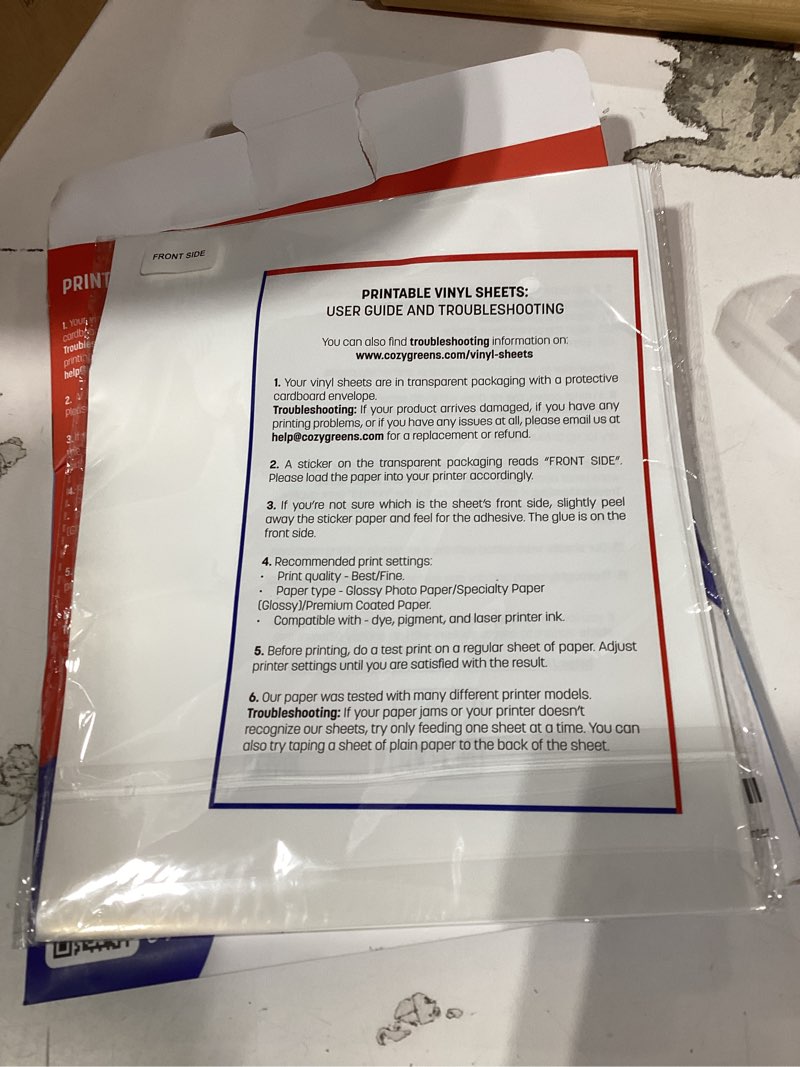 Condition photo showing New/Like New for joyeza premium printable vinyl sticker paper for inkjet printer - 25 sheets glossy white waterproof, dries quickly vivid colors, holds ink well - inkjet & laser printer 25 pack - glossy