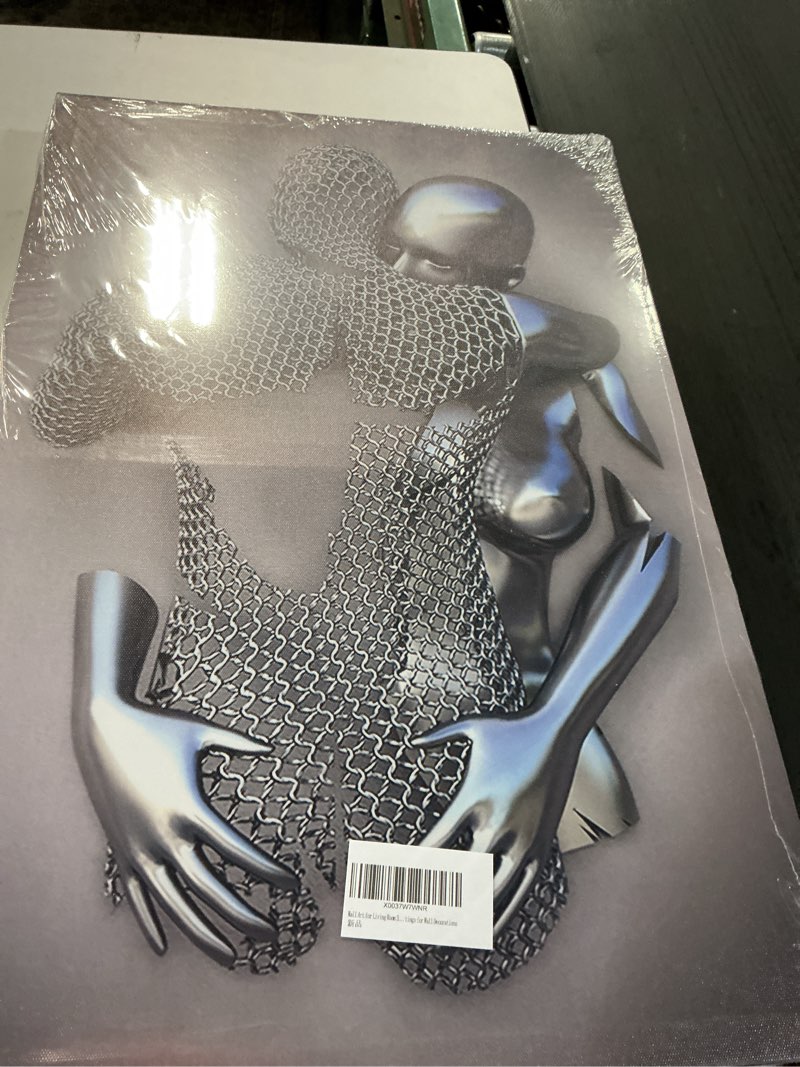 Condition photo showing Good Condition for Framed Wall Art for Bedroom 3D Metal Effect Love Heart Couple Wall Art Decor for Living Room 3 Pieces Modern Abstract Grey Black and White Canvas Prints Poster Pictures Paintings for Wall Decorations 3D Grey Black White-Canvas 24"L x 16"W
