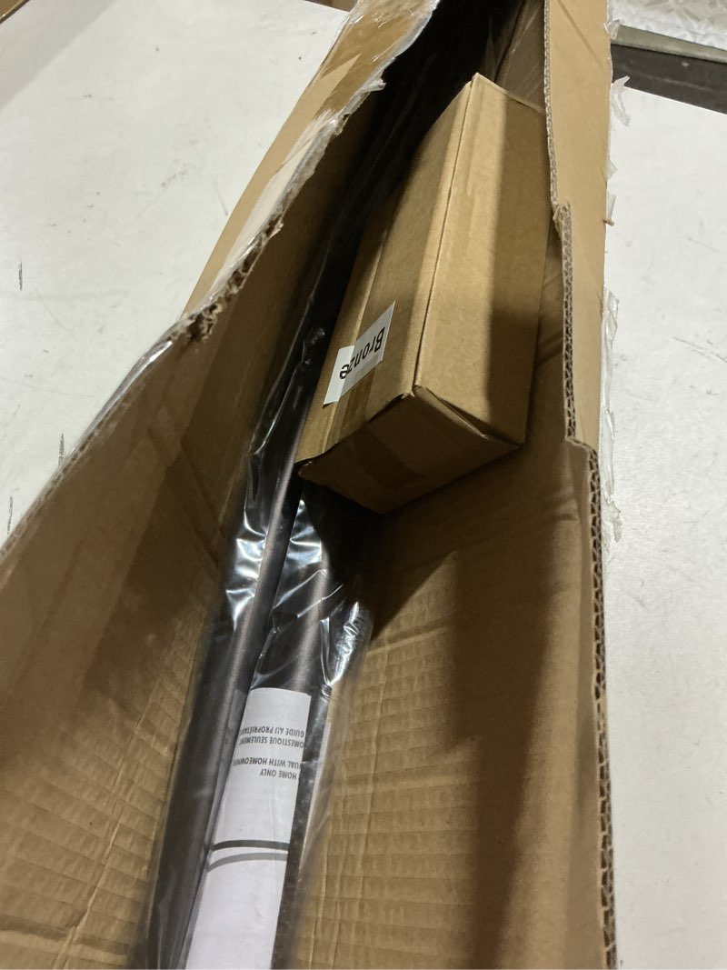 Condition photo showing As Is for mcrbeay curved shower curtain rod, adjustable 40-72 inches extra wide curved shower rods for bathroom, stainless steel round shower curtain rod for bathtub, rustproof, bronze bronze 40-72 inches