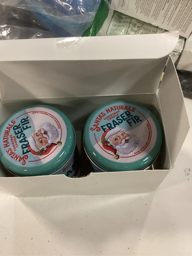 Condition photo showing Good Condition for Santa's Naturals Fraser Fir Christmas Candles for Holidays & Gifts, Fresh Cut Tree Scent, Soy & Beeswax Blend, 30+Hour Burn, 9 oz, 2-Pack Fraser Fir Classic (Pack of 2)