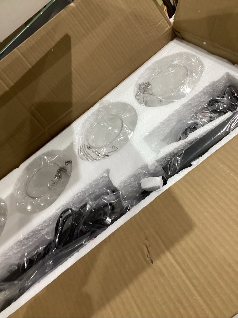 Condition photo showing Good Condition for 4-Light Kitchen Island Lighting, Modern Black Linear Dining Room Chandelier Light Fixtures with Clear Glass and Chain, Farmhouse Hanging Lights for Kitchen Island Dining Room, OS-YQ8153-4ISBKC Black+Clear Glass 4-Light, Linear