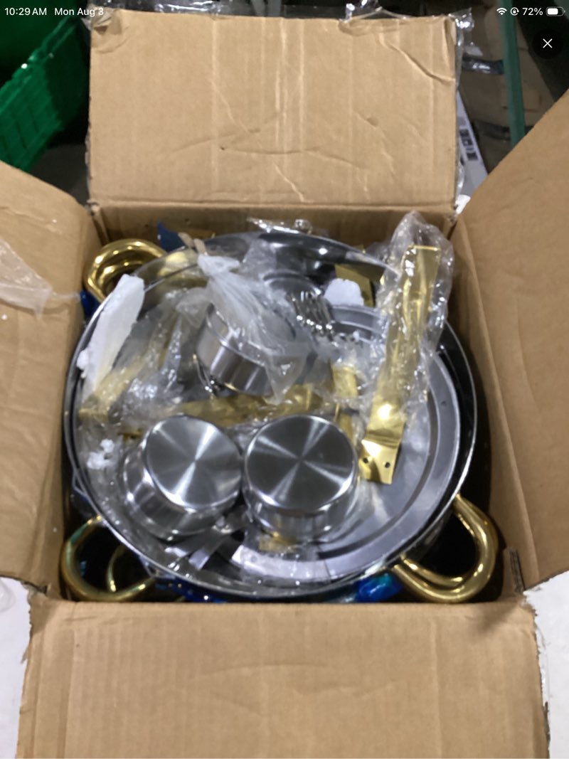 Condition photo showing Good Condition for josby 4.5l/9l stainless steel chafing dish, chafing dish buffet set with hanging cover, catering buffet warming container set includes food pan, water pan, fuel stove, for restaurant, wedding