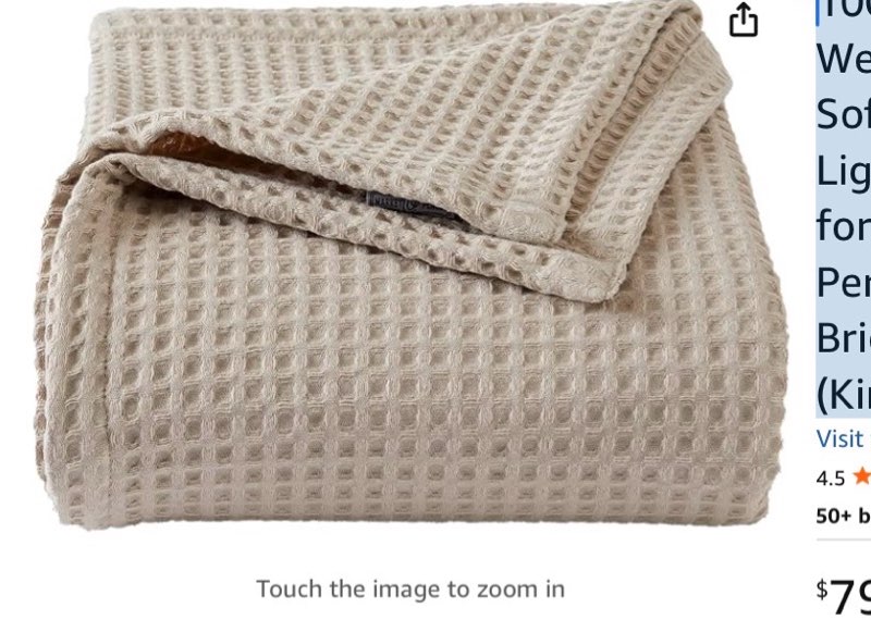 100% cotton waffle weave bed blanket | soft, breathable, and lightweight blanket for all-season | perfect for layering | brielle collection (king, taupe)