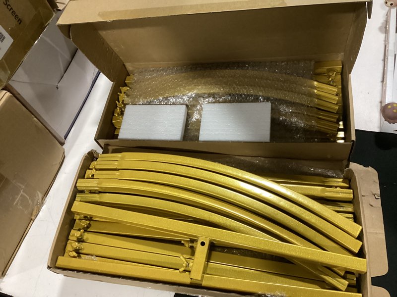 Condition photo showing New/Like New for putros metal arch backdrop stand gold wedding arch stand set of 2 (7.2ft/6ft) square arched frame for birthday party graduation ceremony decoration 7.2ft,6ft gold