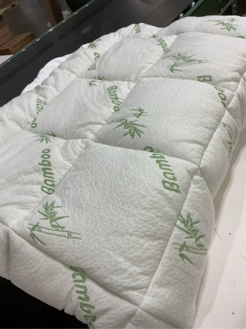 Condition photo showing Good Condition for Ultra Soft Queen Size Mattress Topper - Viscose Made from Bamboo Pillow Top Mattress Pad for Back Pain Relief - Naturally Cooling for Hot Sleepers, Green Green Queen
