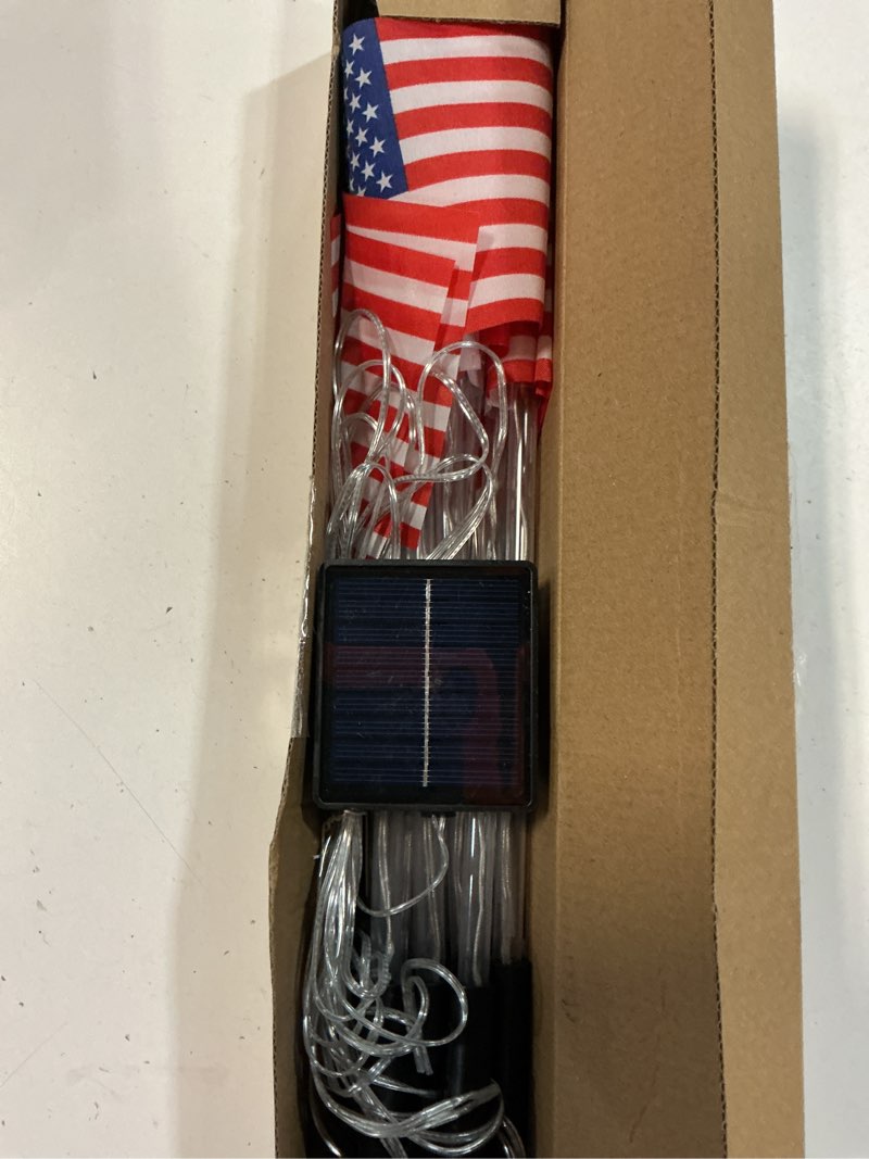 Condition photo showing Good Condition for solar american flag lights outdoor, 8 piece solar flag light set with 8 modes 4th of july decorations outdoor, red white and blue solar pathway lights for patriotic 250th anniversary garden decor