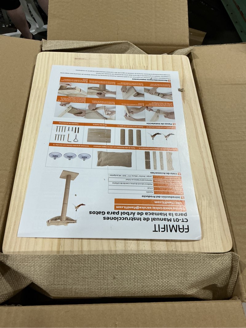 Condition photo showing Good Condition for cat window perch hammock with 3-piece detachable sisal scratching posts, drill-free suction cup mount, multi-level climbing perch for bird watching, 45 lbs capacity 46"-natural linen mat