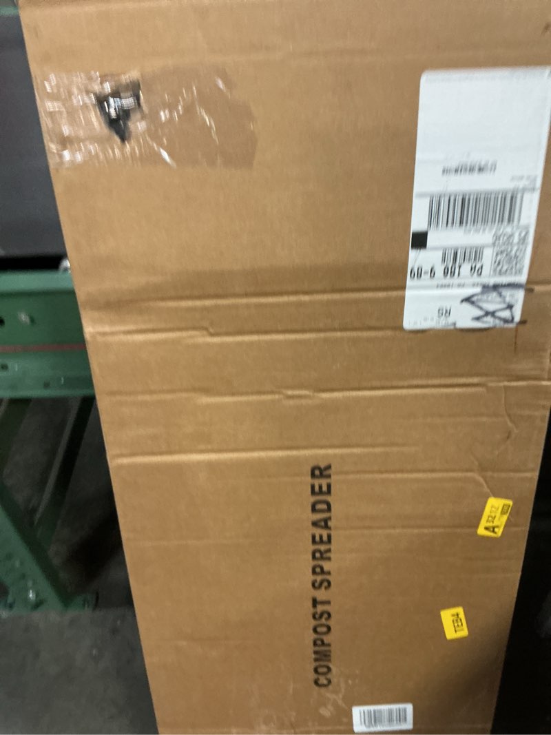 Condition photo showing New/Like New for 44 Inch Compost Spreader – Heavy Duty Push/Tow Peat Moss & Fertilizer Spreader with Steel Mesh Drum, Reinforced Center Rod, for Even Lawn Coverage & Garden Soil Care