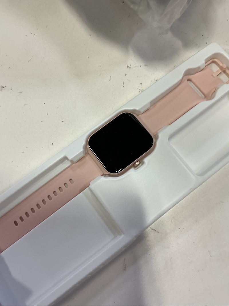 Condition photo showing As Is for toobur smart watch for women alexa built-in, 1.95" fitness tracker with answer/make calls, ip68 waterproof/heart rate/sleep tracker/100 sport modes, fitness watch compatible android ios pink