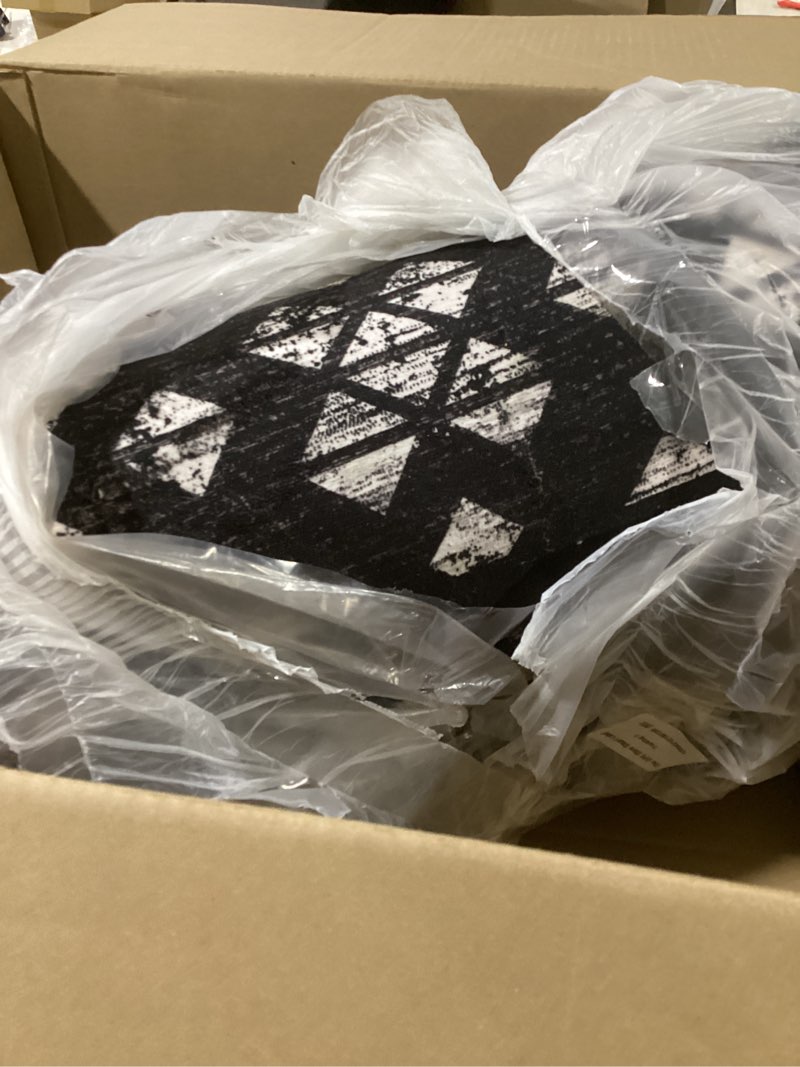 Condition photo showing Good Condition for bestsweetie 8x10 area rugs for living room washable moroccan farmhouse neutral geometric low pile non-slip soft print pattern rug for bedroom kitchen dining room entryway black/white