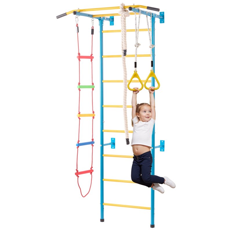 VEVOR Indoor Jungle Gym for Toddlers, 5-in-1 Climbing Playset with Carbon Steel Swedish Ladder, Wall
