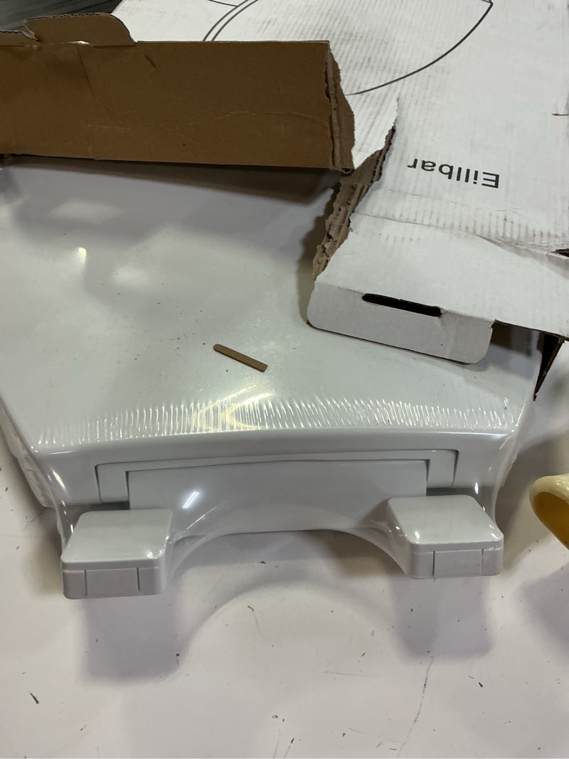 Condition photo showing Good Condition for round toilet seat, standard 16.5” slow/soft close round toilet seat for round toilets, no-slam quiet-close lid, easy-to-install, white, durable never-loosen design