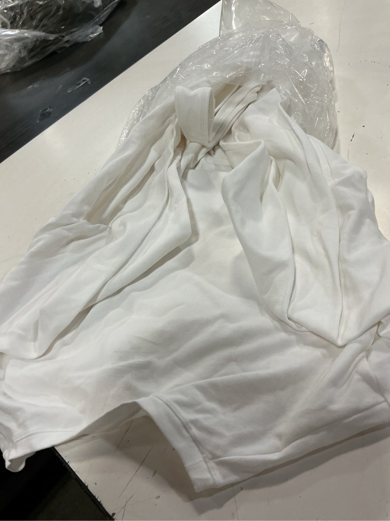 Condition photo showing As Is for stretch cotton jersey long sleeve bodysuit, xl, soft white