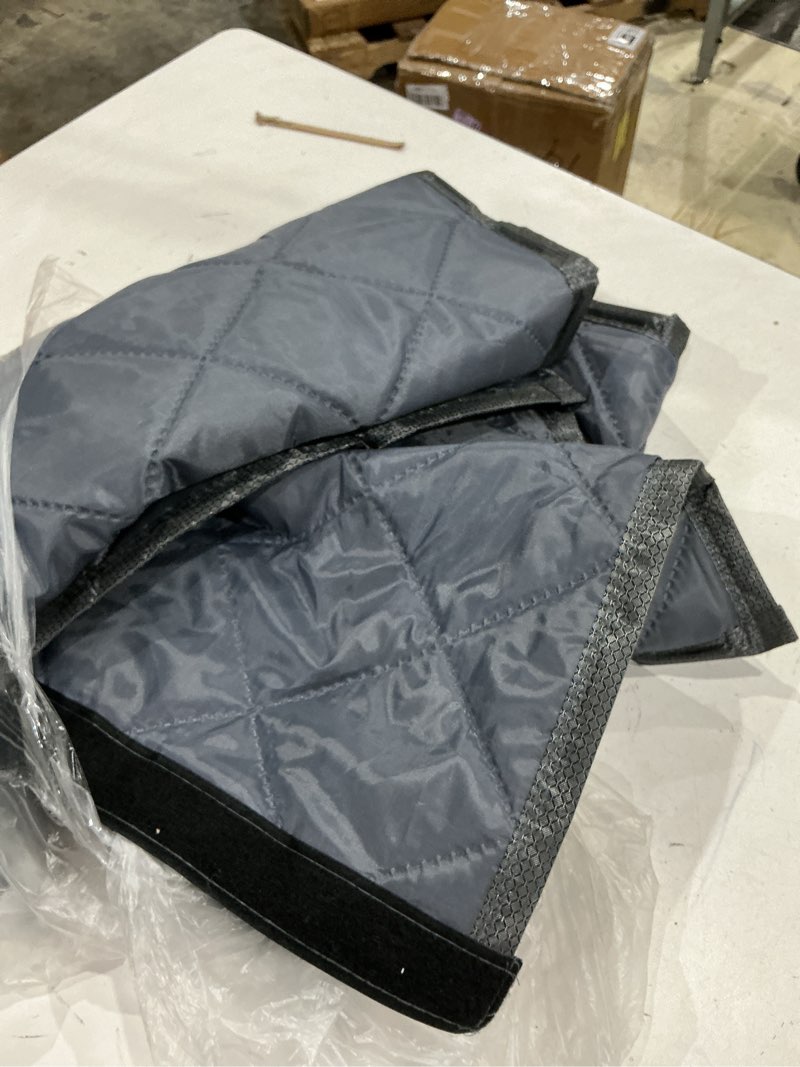 Condition photo showing As Is for magnetic thermal insulated door curtain temporary magnetic screen door fits door size 32"x80" thicker layered fabric self closing door curtains with thicken cotton for winter back/front doors fits door size 32"x80" gray