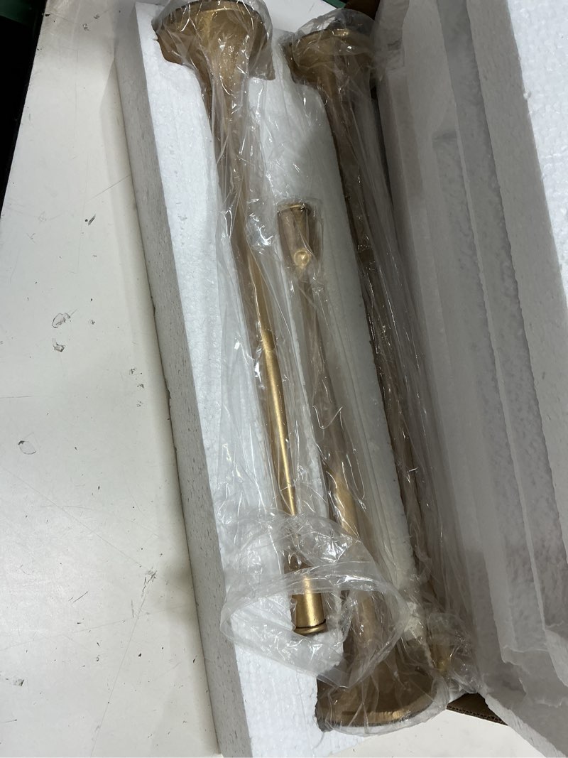 Condition photo showing Good Condition for denique iron taper candle holder set of 3, gold candlestick holders 19.3”17” 14” heightening decorative candle stand set for wedding, dining table, home decoration (gold) gold 14”,17”,19.3”