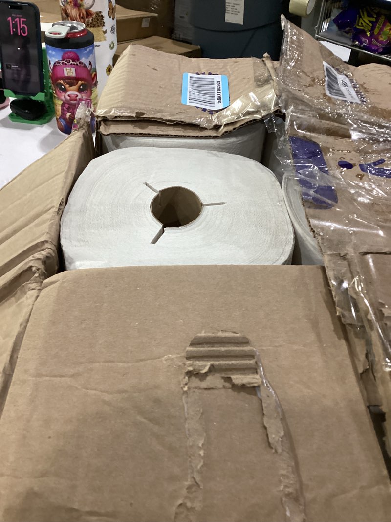 Condition photo showing As Is for tork hand towel roll white h80, universal, 100% recycled fiber, 6 rolls x 630 ft, 8031600 630 foot (pack of 6) white