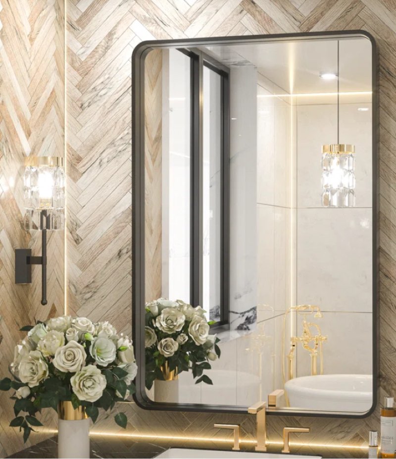 sarwat rectangle wood wall mirror for bathroom bedroom