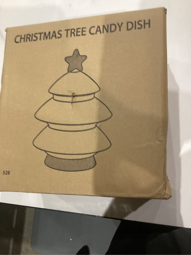 Condition photo showing New/Like New for Christmas Candy Dish with Lid, Candy Platter Dish Serving Snack Box Container Decorative Plates for Xmas Holiday Party