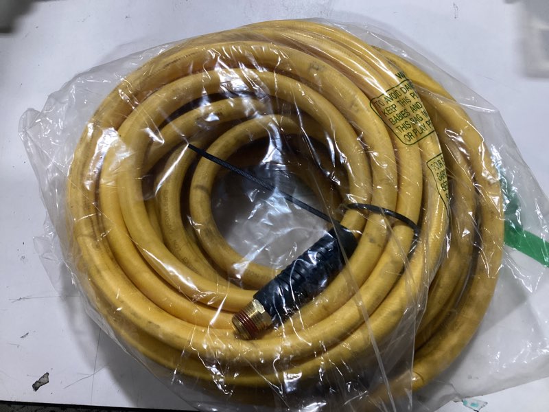 Condition photo showing As Is for 1/2 Inch x 50ft. Hybrid Air Compressor Hose with 1/2 in. MNPT Ends and Bend Restrictors