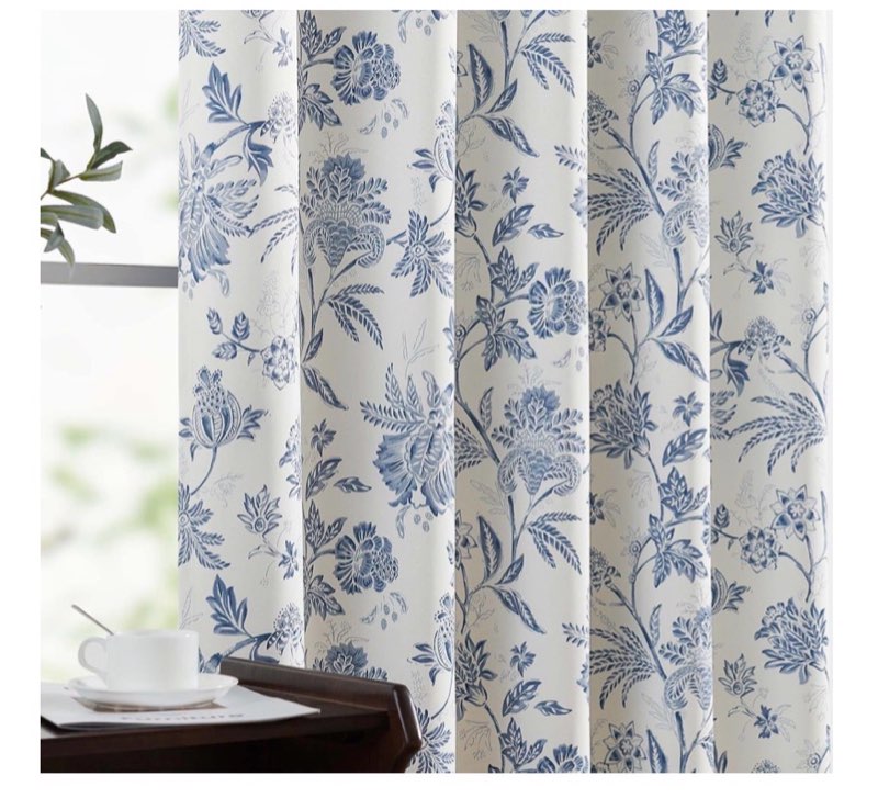 vangao 100% blackout curtains for bedroom 96 inches long, floral curtains for living room printed fl