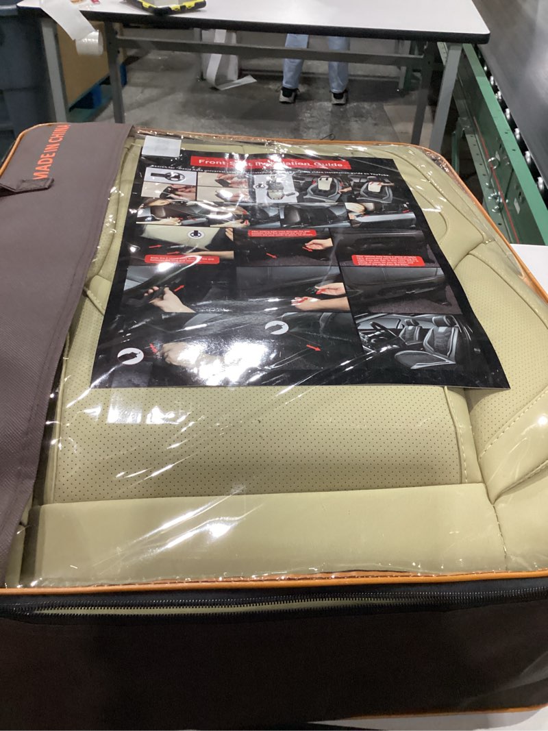 Condition photo showing New/Like New for OASIS AUTO Car Seat Covers Premium Waterproof Faux Leather Cushion Universal Accessories Fit SUV Truck Sedan Automotive Vehicle Auto Interior Protector Full Set (OS-008 Tan)