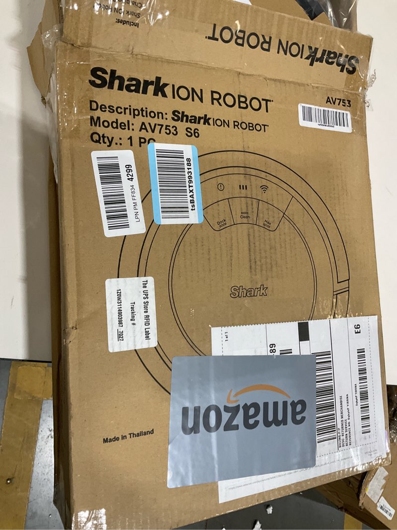 Condition photo showing As Is for Shark AV753 ION Robot Vacuum, Tri-Brush System, Wifi Connected, 120 Min Runtime, Works with Alexa, Multi Surface Cleaning, Grey