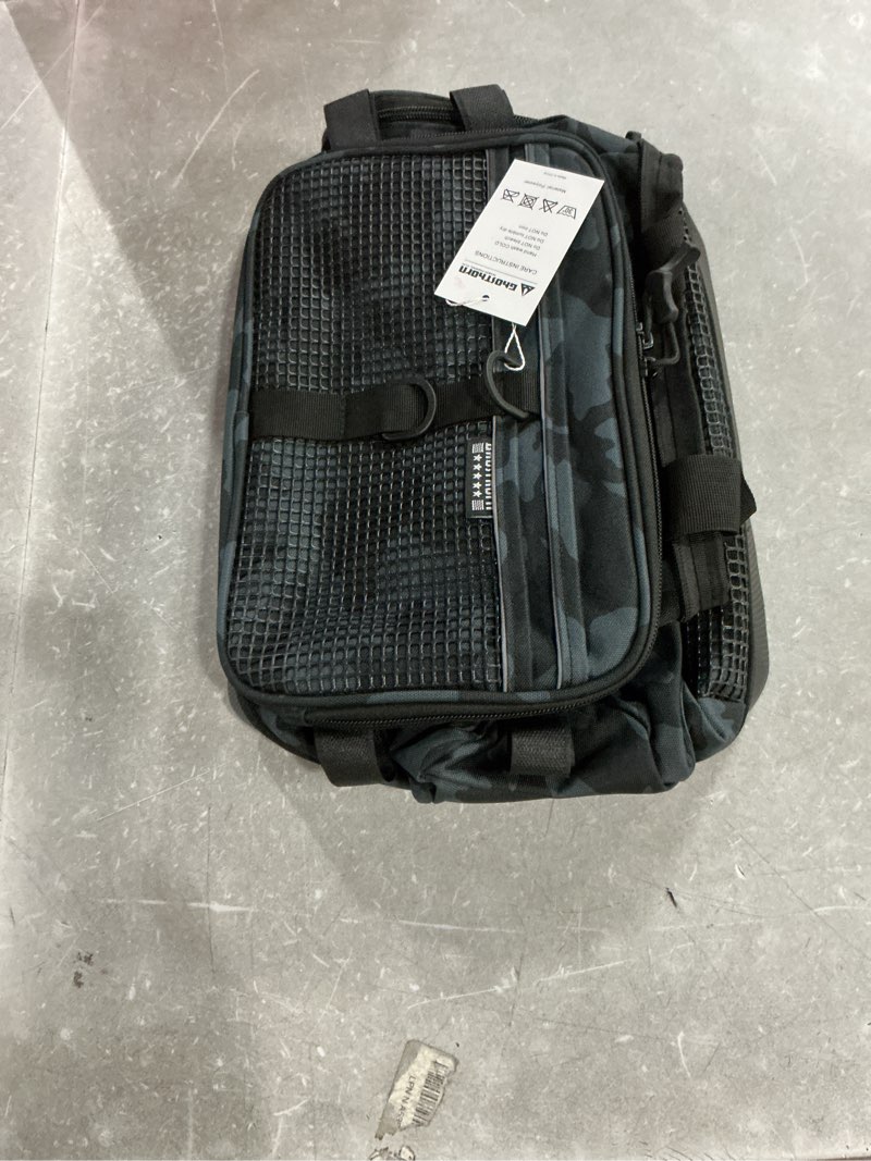 Condition photo showing Good Condition for ghosthorn fishing tackle bag with rod holder saltwater & freshwater resistant large tackle box bag - waterproof base, adjustable padded shoulder strap (black camouflage) black camo-waterproof bottom large