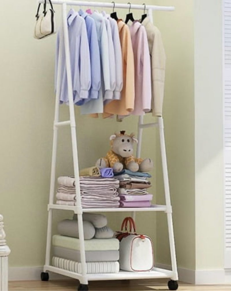 Triangle Garment Rack  Rolling Garment Rack  2-Tier Clothes Rack  Portable Clothing Rack for Hanging Clothes on Wheels  White