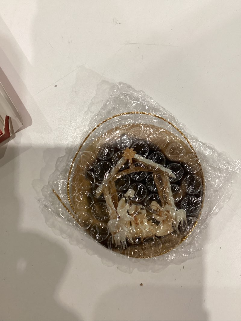 Condition photo showing New/Like New for Rustic Nativity Christmas Ornament 2025-2-Sided Printed Ceramic Nativity Scene Ornaments, Religious Presents for Christian Women Men - Holy Family Jesus Christmas Tree Decorations