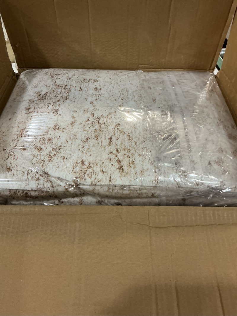 Condition photo showing New/Like New for area rug living room - 8x10 abstract washable large soft foldable non slip rug neutral modern low pile carpet for bedroom nursery dining room farmhouse home office indoor - brown brown 8' x 10' (rectangular)