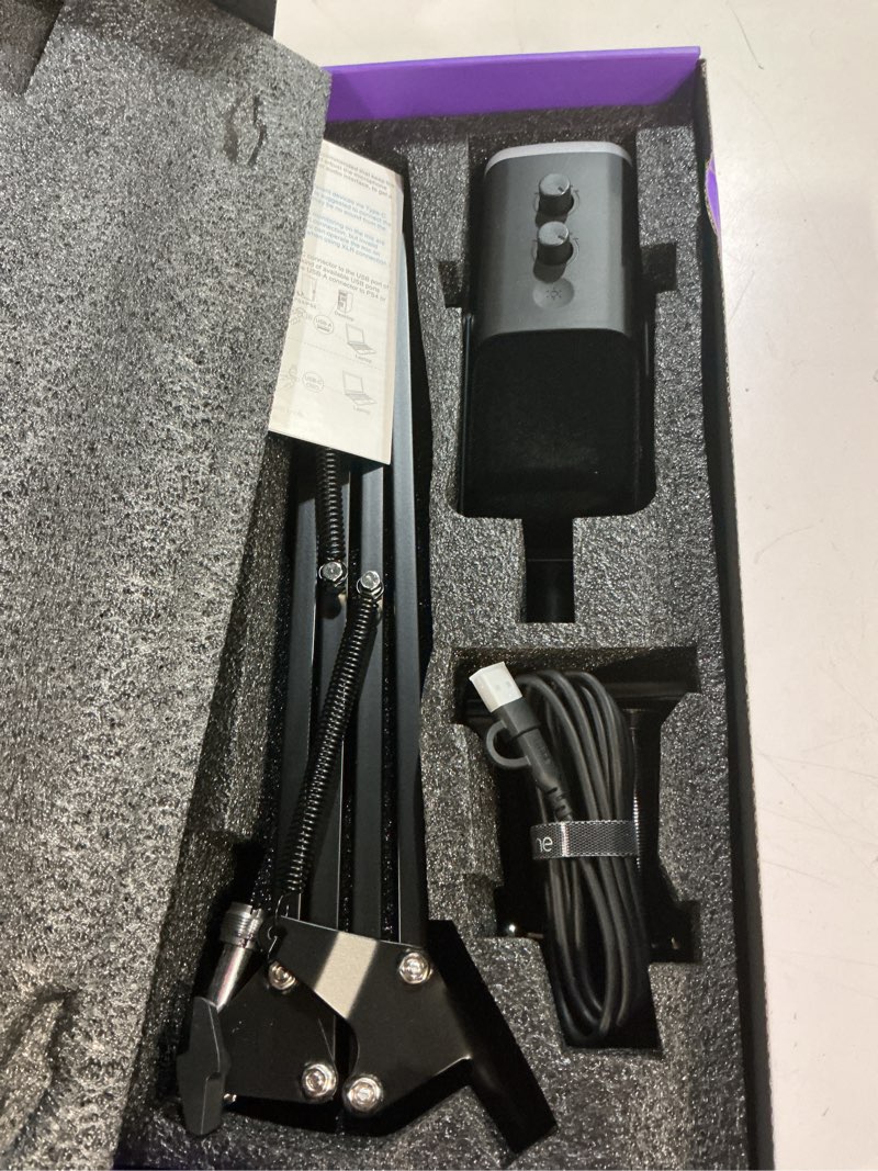 Condition photo showing New/Like New for FIFINE XLR/USB Gaming Microphone Set, Dynamic PC Mic for Streaming Podcasting, Computer RGB Mic Kit with Boom Arm Stand, Mute Button, Headphones Jack, for Recording Vocal Voice-Over-AmpliGame AM8T Black