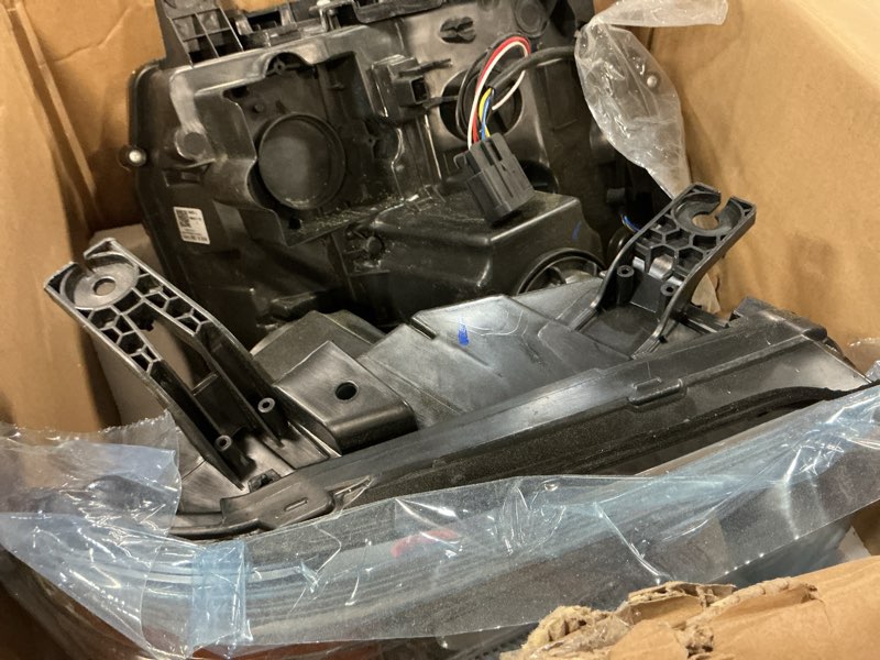 Condition photo showing As Is for as headlight assembly for 2014 2015 2016 2017 2018 gmc sierra 1500hd,15-19 gmc sierra 2500 3500hd headlights with chrome housing amber reflector (not fits factory led drl or hid) 2014-2018/2015-2019 gmc sierra 1500hd 2500hd 3500hd