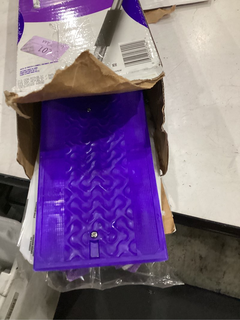 Condition photo showing Good Condition for swiffer powermop multi-surface mop kit for floor cleaning, fresh scent, mopping kit includes powermop, 2 mopping pad refills, 1 floor cleaning solution with fresh scent and 2 batteries purple and white