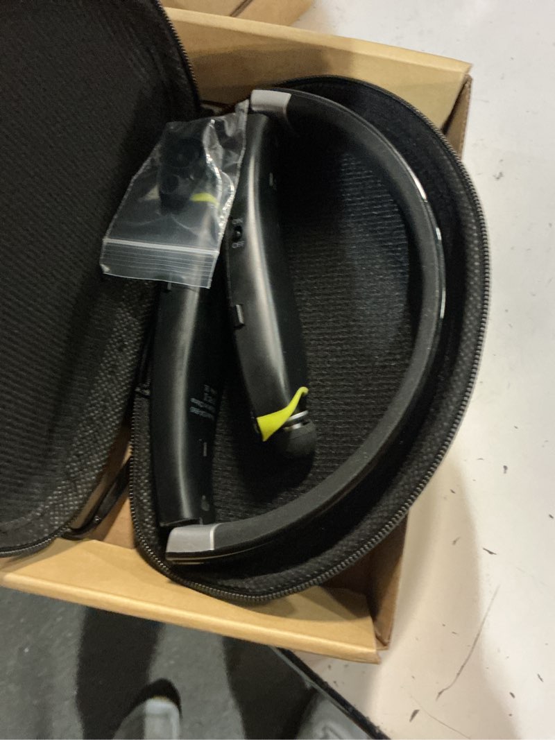 Condition photo showing Good Condition for bluetooth headset, 2026 upgraded neckband bluetooth headphones with retractable earbuds, noise cancelling stereo earphones with mic, foldable wireless headphones for sports office with carry case black