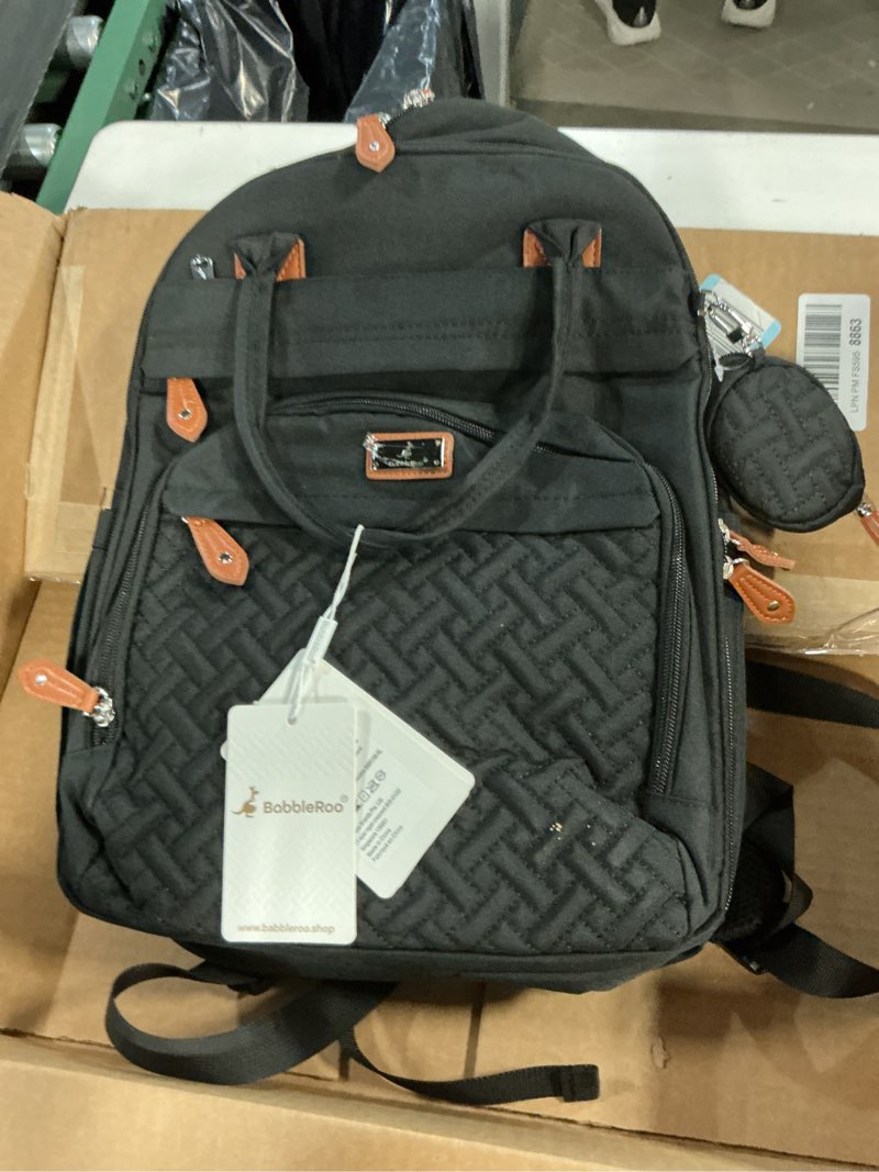 Condition photo showing Good Condition for BabbleRoo Diaper Bag Backpack - Baby Essentials Travel Tote - Multi Function Water Resistant Diaper Bag, Travel Essentials Baby Bag with Changing Pad, Stroller Straps & Pacifier Case - Unisex, Black 26L Black
