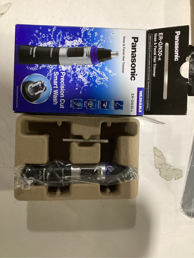 Condition photo showing New/Like New for Panasonic ER-GN30-K Nose, Ear n Facial Hair Trimmer Wet/Dry with Vortex Cleaning System, Black Blue